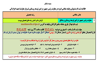 فراخوان نهمین دوره ثبت نام متقاضیان امریه سربازی در معاونت رئیس جمهور در امور توسعه روستایی و مناطق محروم کشور